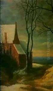 Ein Gutshof In Einer Winterlandschaft by Daniel van Heil