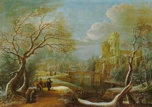 Fluslandschaft Mit Einer Brucke, Einem Schlos Und Reisenden Fluslandschaft Mit Einer Brucke, Einem Schlos Und Reisenden