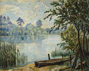 Paesaggio Lacustre Con Barca by Max Heiland