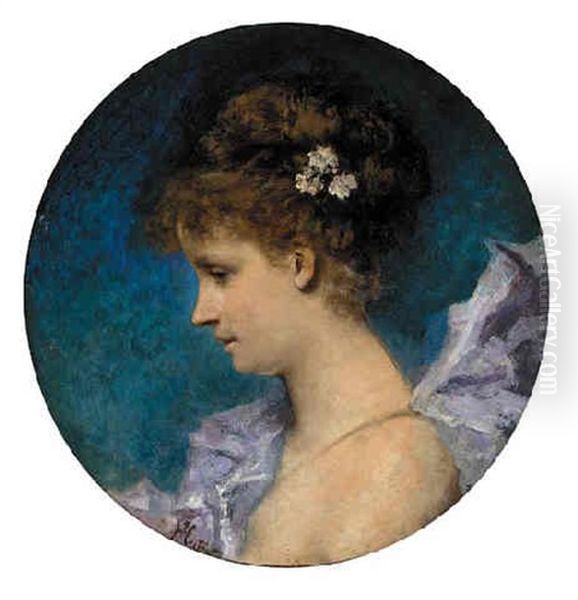 A Young Beauty With Flowers In Her Hair - view 1