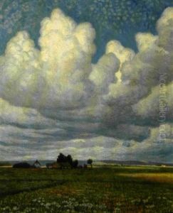 Sommerlandskab Med Udsigt Mod Garde, Hoj Himmel by Gerhard Heilmann