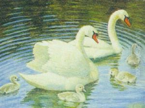 Svanefamilie by Gerhard Heilmann