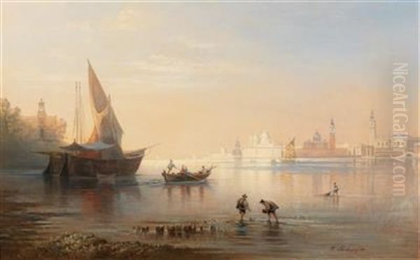 Gathering Mussels In The Venetian Lagoon - view 1