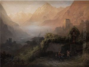 Tiroler Burgansicht Im Gebirge by Karl Heilmayer