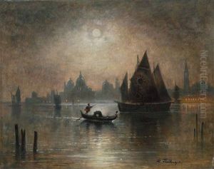Lagune Von Venedig Bei Mondlicht by Karl Heilmayer
