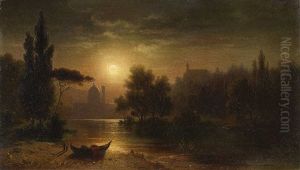Flussufer Im Mondschein by Karl Heilmayer
