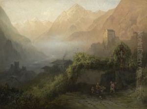 Gebirgslandschaft Im Abendlicht