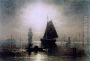 Vollmondnacht In Der Lagune Von Venedig by Karl Heilmayer