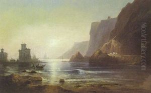 Hafen Vor Felsiger Kuste by Karl Heilmayer