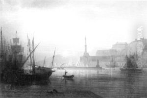 Hafen Von Genua In Leichtem Dunst