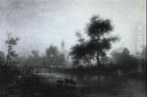 Bachlandschaft In Abenddammerung