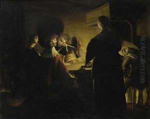 Tavern Scene Lit By Candles by Wolfgang Heimbach