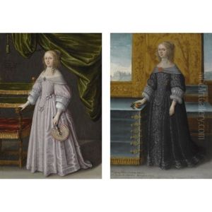 Portrait Of Countess Charlotte Von Hohenloe Shillingsfurst, Wearing A Pink Dress (+ Portrait Of Countess Philippina Sabina Von Hohenloe, Wearing A Black Dress; Pair) by Wolfgang Heimbach