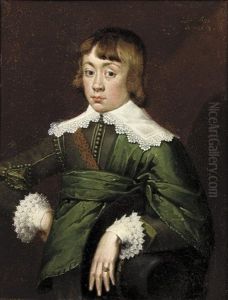 Portrait Of A Boy In A Green Costume by Wolfgang Heimbach
