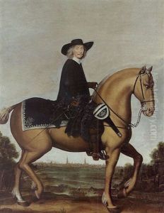 An Equestrian Portrait Of Prince Bishop Christoph Bernhard Von Galen (bommen Berend?) Before The City Of Groningen by Wolfgang Heimbach