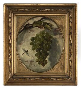 Grapes On The Vine And A Dragonfly by Friedrich Heimerdinger