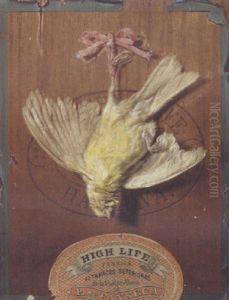 A Hanging Bird On The Lid Of A Cigar Box by Friedrich Heimerdinger