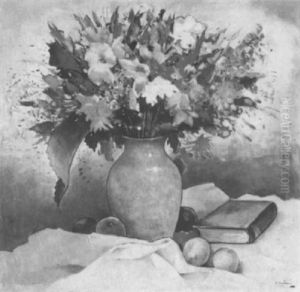 Stilleben Mit Sommerblumen In Keramikvase by Walter Heimig