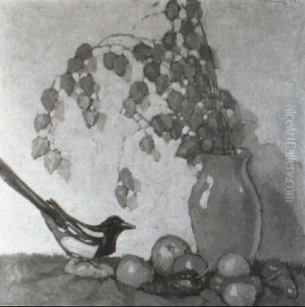 Stilleben Und Apfel, Paprikaschoten Und Einer Elster - view 1