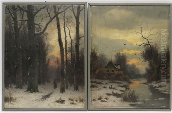 2 Bilder : A) Reisigsammlerin, B) Winterabend - view 1