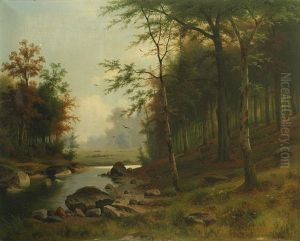 Waldlandschaft Mit Bachlauf by Eduard Hein