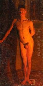 Interior With A Young Male Model In Evening Light by Einar Hein