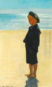A Young Boy Otto Svendsen On The Beach, Skagen by Einar Hein