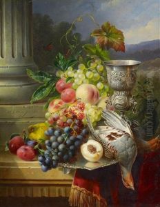 Jagdstillleben Mit Fruchten Und Silberpokal
