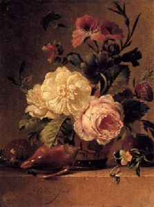 A Still Life Of Roses And Other Flowers In A Pot