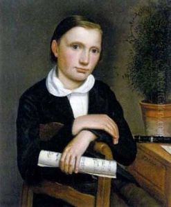 Knabenbildnis Mit Klarinette Und Noten by Fredrick Wilhelm Heine