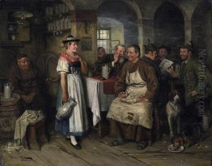 Im Wirtshaus. Klosterbruder Und Jager In Fohlicher Runde by Johann Adalbert Heine