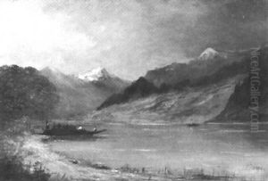 Seeuferlandschaft Mit Ablegendem Boot by Johann Adalbert Heine
