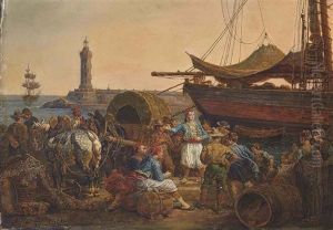 A Busy Mederranean Port Scene