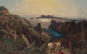 Griechische Insel- Landschaft by Johann Baptiste Heinefetter