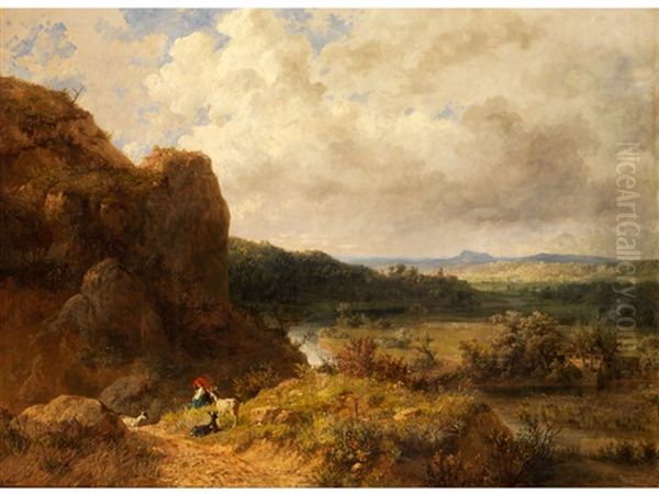 Blick In Eine Landschaft Mit Jungen Ziegenhirten Im Vordergrund - view 1