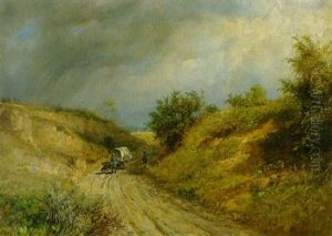 Bauernfamilie Mit Einem Fuhrwerk by Eduard Heinel
