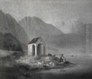 Gebirgssee Mit Kindern by Johann Philipp Heinel