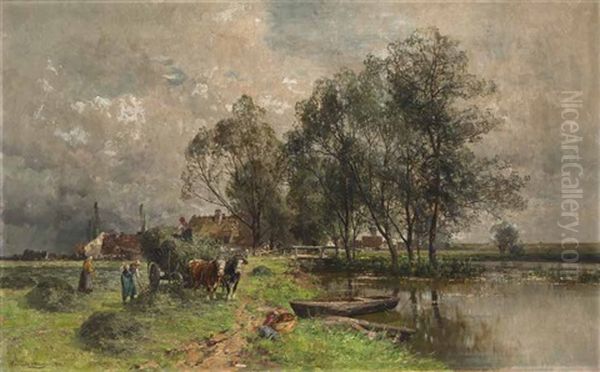 Heuernte Vor Einem Dorf - view 1