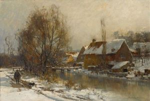 Winterliche Dorflandschaft by Karl Adam Heinisch