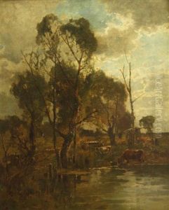Kuhe Am Weiher by Karl Adam Heinisch