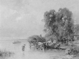 Heuwagen Am Chiemsee by Karl Adam Heinisch