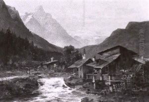 Alpendorf Am Wildbach by Karl Adam Heinisch