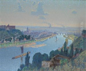 View Of The City Of Pirna With The Elbe River by Theophil Heinke