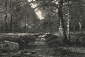 Herbstliche Waldlandschaft Mit Kleinem Katarakt by Robert Heinrich