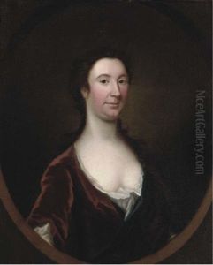 Portrait Of A Lady, Half-length, In A Brown Dress by John Theodore Heins Sr.