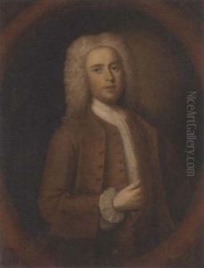 Portrait Of A Gentleman In A Brown Coat And White Stock