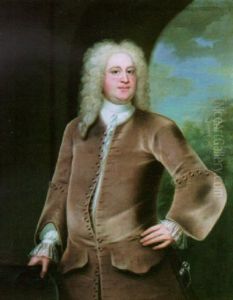 Portrait Of Miles Branthwayt Wearing A Brown Coat, With A Landscape Beyond