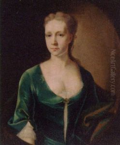 Portrait Of A Lady In A Blue Dress And Wrap by John Theodore Heins Sr.