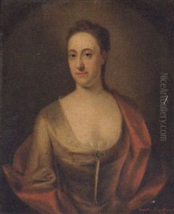 Portrait Of Dorothy Branthwayt In A Turquoise Dress And Red Wrap