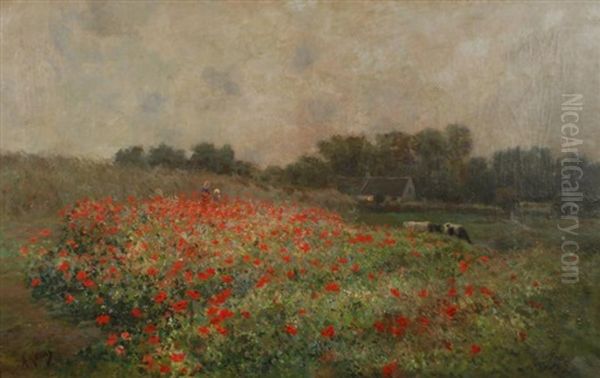 Deux Enfants Dans Un Champ De Coquelicots - view 1